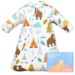 NesriToy Baby Schlafsack Winter, 𝟏𝟎𝟎% Baumwolle 𝟑.𝟓 𝐓𝐎𝐆 Babyschlafsack Kinder, Waldtiere Schalfsack Schlafanzug Baby Winter mit Abnehmbaren Ärmeln für Neugeborene(0-6 Monate) von NesriToy