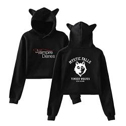 Nest Home The Vampire Diaries Cat Ear Hoodies Cute Harajuku Short Sweatshirt Kawaii Fashion Pullover für Frauen von Nest Home