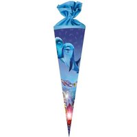 Nestler Schultüte Delfinwelten, 70 cm, rund, mit blauem Filzverschluss, Zuckertüte für Schulanfang von Nestler