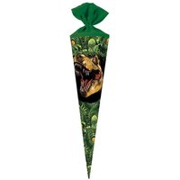 Nestler Schultüte Dino Dschungel, 70 cm, rund, mit grünem Filzverschluss, Zuckertüte für Schulanfang von Nestler