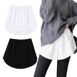 Neteson 2 Stück Hemdverlängerung Damen Mini Skirt Shirt Extenders Damen Unterrock Hemd Verlängerung Rock Schichtung Lower Blusenrock Fake Hoodie Sweatshirts Röckchen Layering Top von Neteson