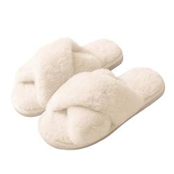 Neteson Hausschuhe Damen Winter Plüsch Pantoffeln Warme Offene Flauschige Hausschuhe Rutschfeste Bequeme Hause Slippers von Neteson