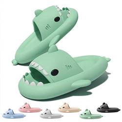 Neteson Shark Slides Damen Herren Hausschuhe Hai Schlappen Rutschfest Shark Slippers Badelatschen Pillow Slides Soft Cloud Slippers Badeschlappen Strand Sandalen Unisex(Matcha Grün, 38/39EU) von Neteson