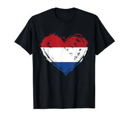 Love Hearts Retro Niederlande Niederlande Holland Flagge T-Shirt von Netherlands Flag Apparel