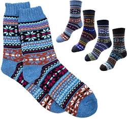 1 Paar gemusterte Wintersocken | warme und weiche Weihnachtssocken | kuschelige flauschige Kuschelsocken Winter Weihnachten Socken für Herren und Damen … (37-43, hell blau) von Netrox