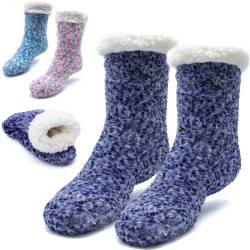 NetroxSocks® dicke Kuschelsocken - flauschige warme Haussocken für den Winter - kuschelige weiche Wintersocken Hüttensocken Stoppersocken Weihnachtssocken Socken Damen Frauen und Kinder 35-42 (Blau) von Netrox