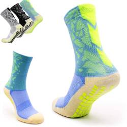 NetroxSports® - 2 Paar Anti-Rutsch Fußballsocken Sportsocken Laufsocken Joggingsocken - Fussball Sport Stutzen Jogging Outdoor Fußball Socken Fussballsocken Herren Kinder lang kurz - Grün (39-45) von Netrox