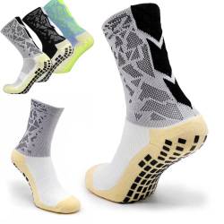 NetroxSports® - 2 Paar Anti-Rutsch Fußballsocken Sportsocken Laufsocken Joggingsocken - Fussball Sport Stutzen Jogging Outdoor Fußball Socken Fussballsocken Herren Kinder lang kurz - weiß (39-45) von Netrox