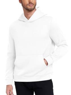 Netsmile Herren Kapuzen-Sweatshirt mit Langen Ärmeln und Tasche, L, Weiß von Netsmile