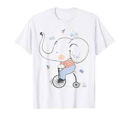 Netter Baby-Elefant-Weinlese handgezeichnet Retro-Fahrrad T-Shirt von Netter kleiner Baby-Elefant