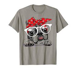 Französische Bulldogge im Stirnband & mit Brille T-Shirt von Nettes französisches Bulldoggengeschenk