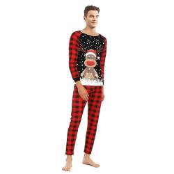 Neufigr Weihnachtspyjama Familie Set,Familien Weihnachtspyjama,Christmas Pyjama Set,Familie Weihnachten Outfit,Matching Pyjamas Couple,Weihnachts Schlafanzug für Herren (02- Schwarz,XL) von Neufigr