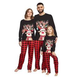 Neufigr Weihnachtspyjama Familie Set,Weihnachts Pyjama Outfit,Christmas Pyjama Set,Familie Weihnachten Schlafanzug,Matching Pyjamas Couple,Weihnachtsschlafanzüge für Damen (68(A)- Schwarz,M) von Neufigr