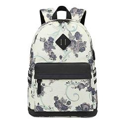 Neuleben Schulrucksack Rucksack Mädchen Damen Schultasche mit Blumen Laptopfach Groß Daypack für Schule Freizeit Camping (Schwarz) von Neuleben