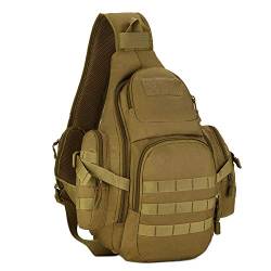 Neuleben Taktischer Sling Rucksack Schulterrucksack Militär Rucksäcke Groß Wasserabweisend Crossbody Bag Brusttasche Herren Männer für Outdoor Reise Wandern Camping Trekking (Khaki) von Neuleben