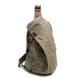 Neuleben Wasserdicht Schulterrucksack aus Canvas Vintage Unisex Herren Klein Sling Rucksack Schultertasche Umhängetasche Outdoor Sport Freizeit (Grün) von Neuleben