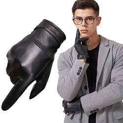 Neusky Lederhandschuhe Touchscreen Handschuhe aus Echtleder für Herren aus Nappa - Lammleder mit Kaschmir Futter (Schwarz, L) von Neusky