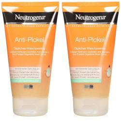 Neutrogena Anti-Pickel Waschpeeling, Exfoliant nettoyant Anti-Boutons Anti-Puistjes Wash scrub, mit Salicylsäure für unreine Haut, ölfrei, 150ml (Packung mit 2) von Neutrogena