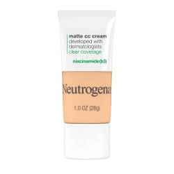 Neutrogena Clear Coverage Flawless Matte CC Cream, Full-Coverage Color Correcting Cream Face Makeup with Niacinamide (b3), Oil-, Fragrance-, Paraben- & Phthalate-Free, Porcelain 2.0, 1 oz von Neutrogena
