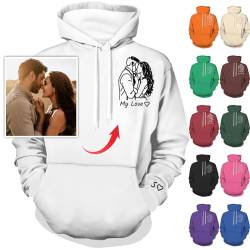 Nevaou Individuelle Hoodies gestalten Sie Ihr eigenes Porträt von Foto, personalisierter Kapuzenpullover für Herren und Damen, Paare, Sweatshirts, Weiss/opulenter Garten, L/6XL von Nevaou