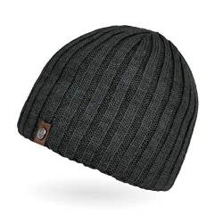 Neverless® Beanie Herren Strick-Mütze Winter-Mütze Rippstrick Optik dunkelgrau von Neverless