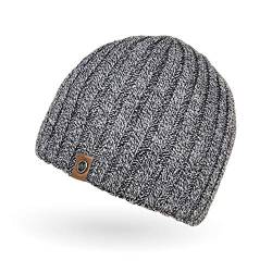 Neverless® Beanie Herren Strick-Mütze Winter-Mütze Rippstrick Optik hellgrau-Melange von Neverless