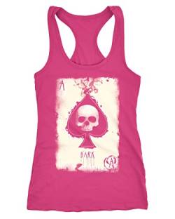 Neverless® Damen Tank-Top Bedruckt Totenkopf Skull Spielkarte Pik Ass Kartenspiel Printshirt Fashion Racerback alt-rosa S von Neverless