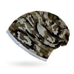 Neverless® Herren Beanie Camoflage Camo-Muster Mütze Slouch Oversized Outdoor Herbst Baumwolle Dünn Army hell Unisize von Neverless