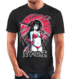 Neverless® Herren T-Shirt Anime Japan Asien Schriftzeichen Samurai Schwert Muskelshirt Muscle Shirt Fashion Streetstyle schwarz 5XL von Neverless