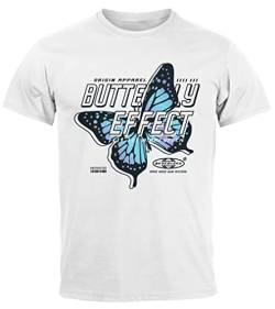 Neverless® Herren T-Shirt Bedruckt Schriftzug Butterfly Effect Schmetterling Fashion Streetstyle Techwear weiß S von Neverless