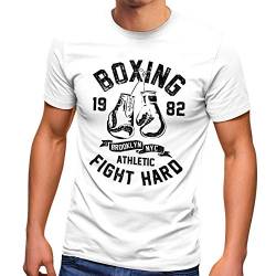 Neverless® Herren T-Shirt Boxen Boxing Fight Hard Brooklyn NYC Retro Motiv Sport Fashion Streetstyle weiß L von Neverless