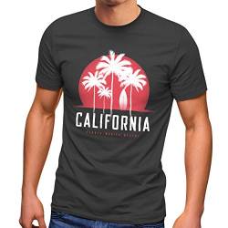 Neverless® Herren T-Shirt California Palmen Santa Monica Beach Sommer Sonne Fashion Streetstyle anthrazit L von Neverless