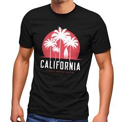 Neverless® Herren T-Shirt California Palmen Santa Monica Beach Sommer Sonne Fashion Streetstyle schwarz 4XL von Neverless