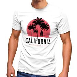 Neverless® Herren T-Shirt California Palmen Santa Monica Beach Sommer Sonne Fashion Streetstyle weiß XL von Neverless