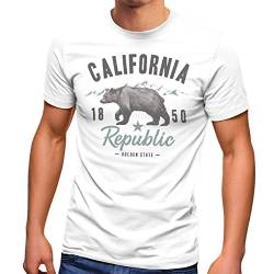 Neverless® Herren T-Shirt California Sommer Summer Golden State USA Bär Bear Bedruckt Aufdruck Print Fashion Streetstyle weiß XL von Neverless