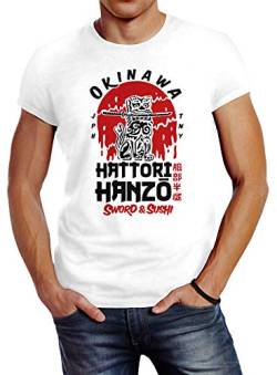 Neverless® Herren T-Shirt Hattori Hanzo Sword and Sushi Okinawa Japan Schriftzeichen Fashion Streetstyle weiß L von Neverless