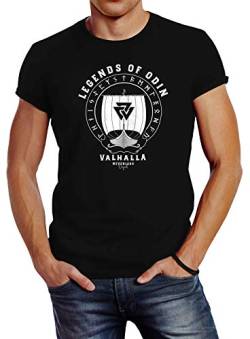 Neverless® Herren T-Shirt Legends of Odin Valhalla Vinkings Wikinger Slim Fit schwarz M von Neverless