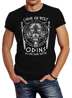 Neverless® Herren T-Shirt Lieber EIN Wolf Odins als EIN Lamm Gottes nordische Mythologie Wikinger Fashion Streetstyle schwarz L von Neverless