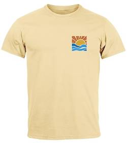 Neverless® Herren T-Shirt Logo Print Sommer Sonne Welle Strand Beach Style Fashion Streetstyle Natur L von Neverless