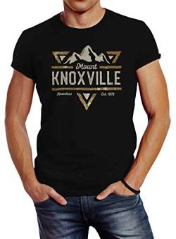 Neverless® Herren T-Shirt Mountain Adventure Emblem Retro Design Mount Knoxville Fashion Streetstyle schwarz XXL von Neverless