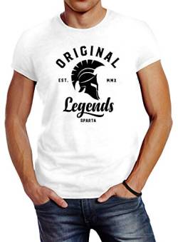 Neverless® Herren T-Shirt Original Legends Gladiator Sparta StreetwearSlim Fit weiß L von Neverless