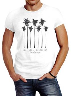 Neverless® Herren T-Shirt Palmen California Westcoast Palms Summer Slim Fit weiß 4XL von Neverless