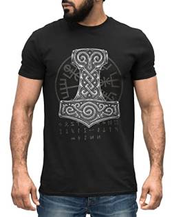 Neverless® Herren T-Shirt Thor Hammer Wikinger Runen Kompass Vegvisir nordische Mythologie schwarz M von Neverless