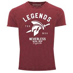 Neverless® Herren T-Shirt Vintage Shirt Sparta Gym Athletics Sport Fitness Used Look Slim Fit rot XL von Neverless