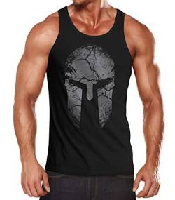 Neverless® Herren Tank-Top Aufdruck Sparta Helm Spartan Warrior Fashion Streetstyle Muskelshirt Muscle Shirt schwarz XXL von Neverless