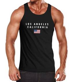 Neverless® Herren Tank-Top Bedruckt Schriftzug California Los Angeles USA Amerika Flagge Muskelshirt Muscle Shirt schwarz 3XL von Neverless