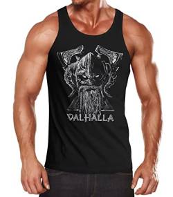 Neverless® Herren Tank-Top Bedruckt Valhalla Wikinger Odin Wotan Axt Print Muskelshirt Muscle Shirt schwarz XXL von Neverless