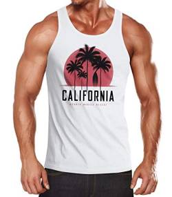 Neverless® Herren Tank-Top California Palmen Santa Monica Beach Sommer Sonne Muskelshirt Muscle Shirt weiß L von Neverless