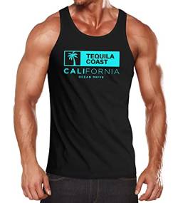 Neverless® Herren Tank-Top California Print Ocean Drive Kalifornien Palme Sommer Fashion Streetstyle Muskelshirt Muscle Shirt schwarz L von Neverless