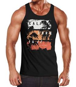Neverless® Herren Tank-Top California Schriftzug Palmen Printshirt Muskelshirt Muscle Shirt schwarz M von Neverless